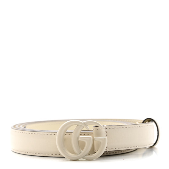 Azalea Calfskin Enamel Monochrome Double G 20mm Belt 110 44 Mystic White | FASHIONPHILE (US)