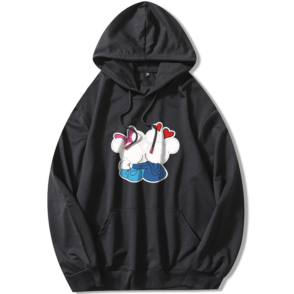 Fashion Fall/Winter Solid Color Mickey and Minnie Print Blouse Couple Hoodies Aesthetic Long-slee... | Walmart (US)