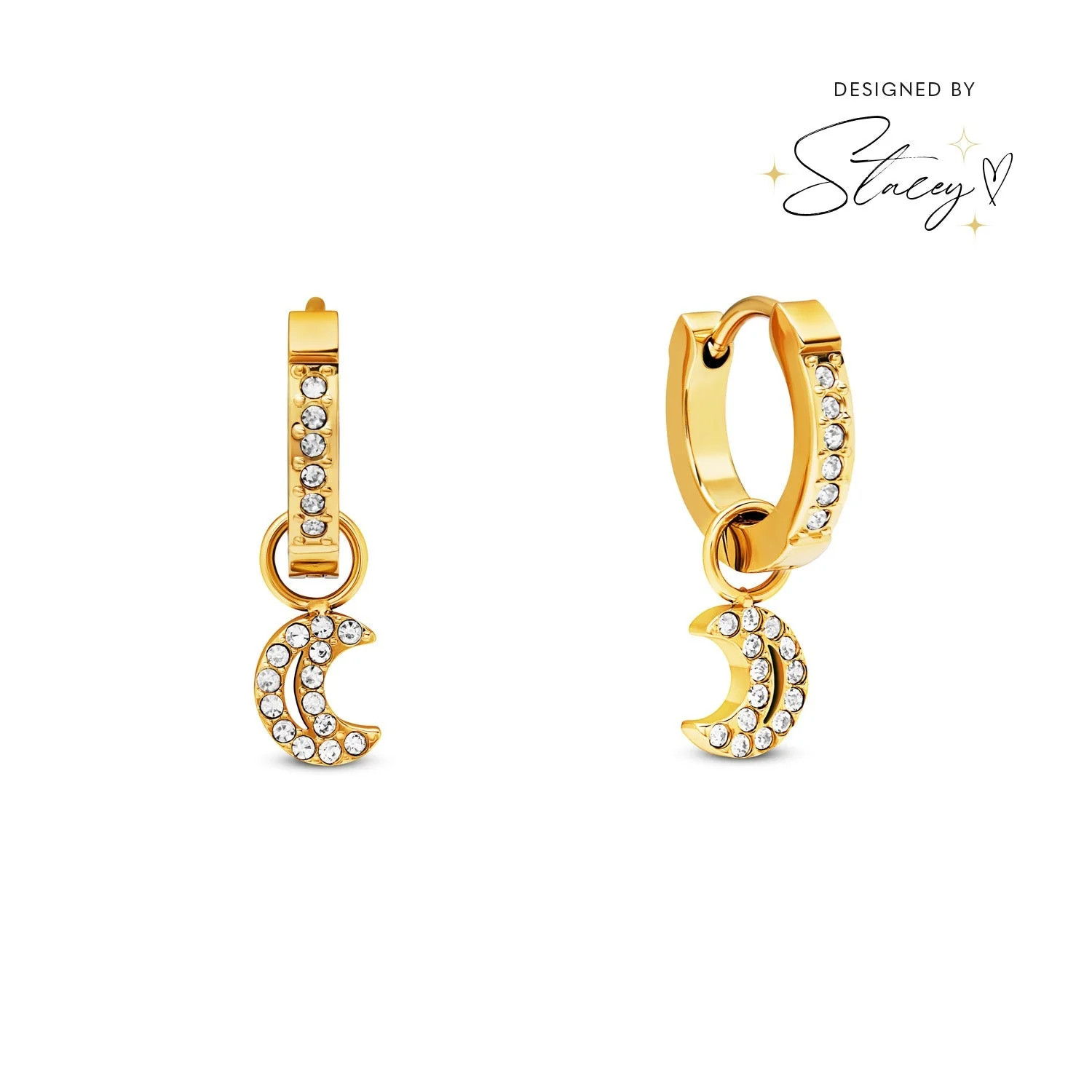 Moon and Back Moon Huggie Hoop Earrings (Gold) | Abbott Lyon