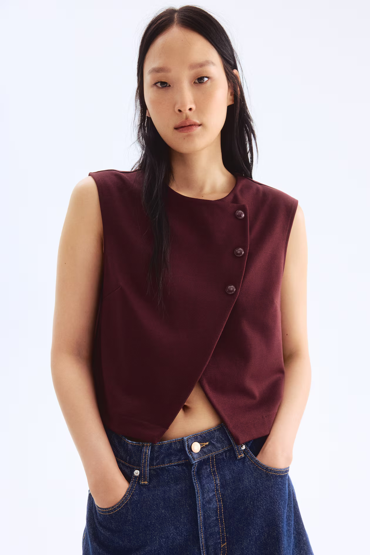 Asymmetrisches Gilet im Wickelschnitt | H&M (DE, AT, CH, NL, FI)