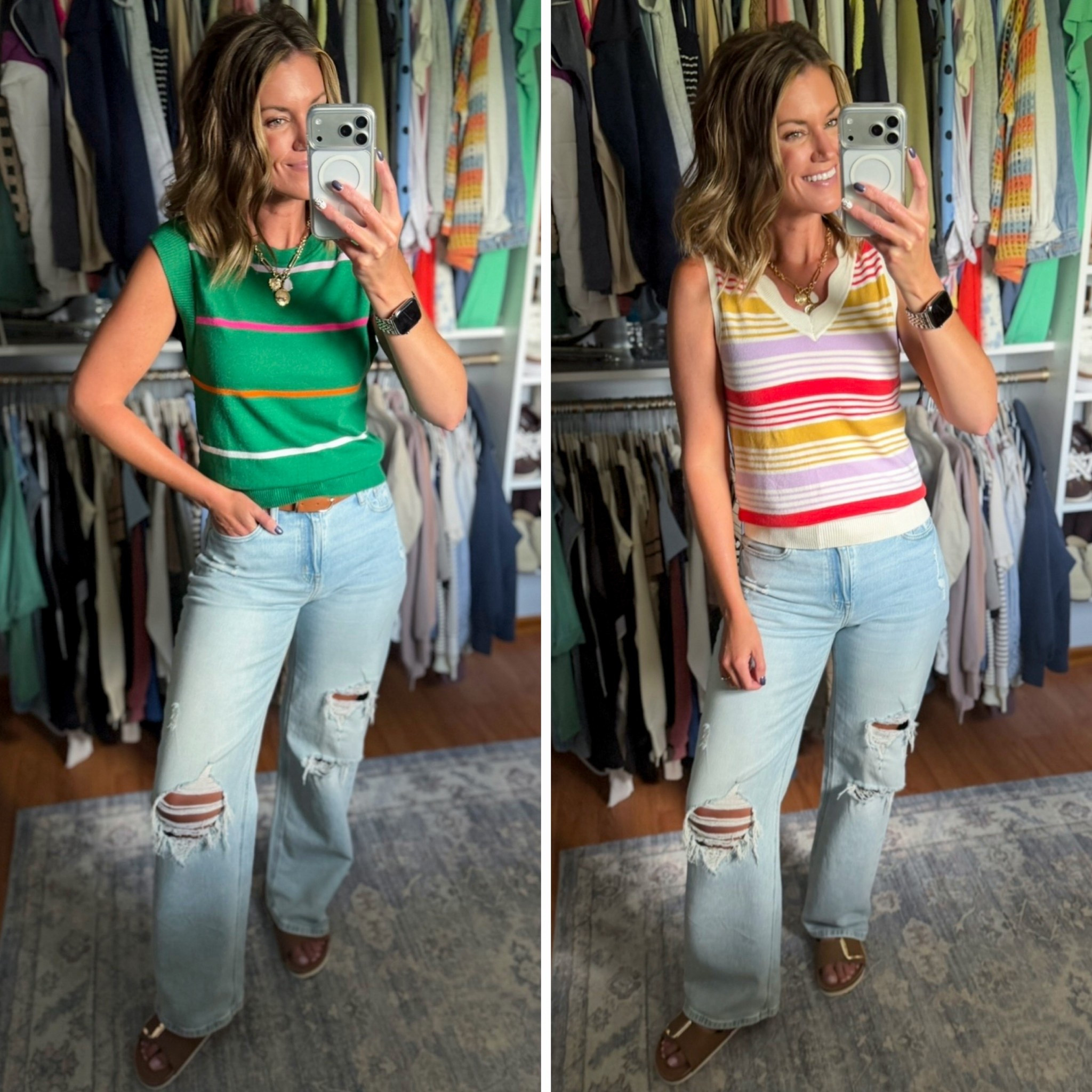 New spring tops from Amazon. Wearing small in both styles. Which is your favorite??
Jeans/ 6 regular 

#LTKSeasonal #LTKootd #LTKOver40