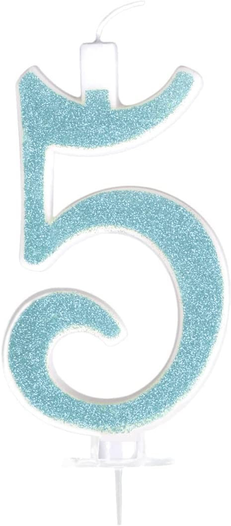 3.94 Inch Blue Number 5 Glitter Candle Happy Birthday Cake Candles for Anniversary Wedding Party ... | Amazon (US)