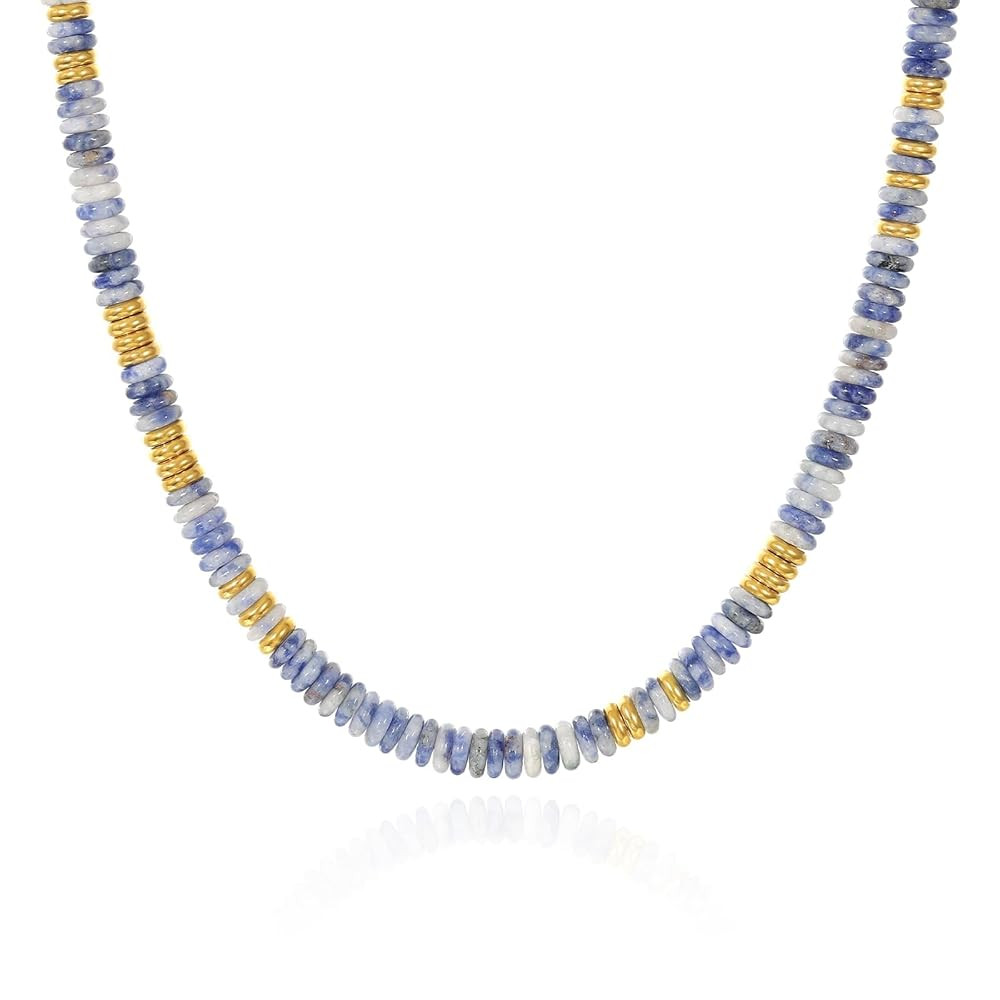 KissYan Boho Beaded Choker Necklace for Women, Gemstone Choker Natural Stone Freshwater Pearl Sur... | Amazon (US)