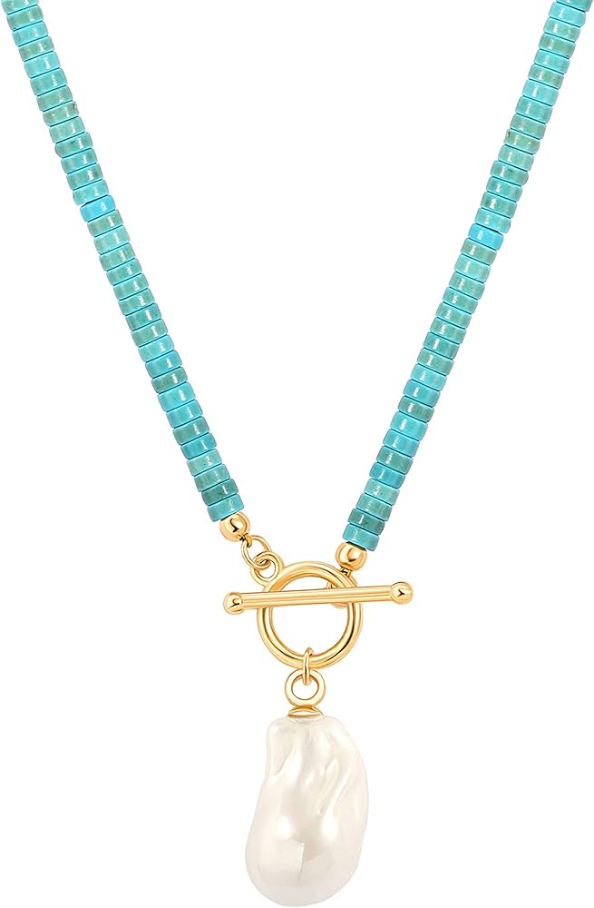 Aobei Pearl 18K Gold Moon Star Lion Evil Eye Love Heart Pendant Necklace Medallion Paperclip Chia... | Amazon (US)