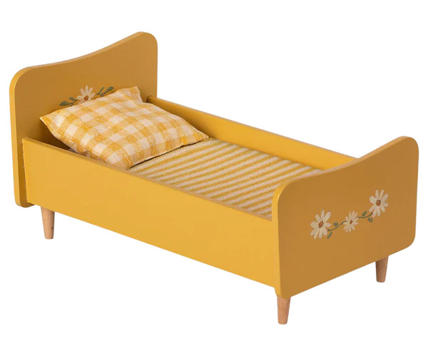 Wooden Bed, Miniature - Yellow | MailegUSA