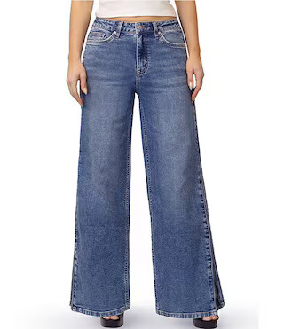 Stevie Jeans High Rise Side Zippered Wide Leg Jeans | Dillard's