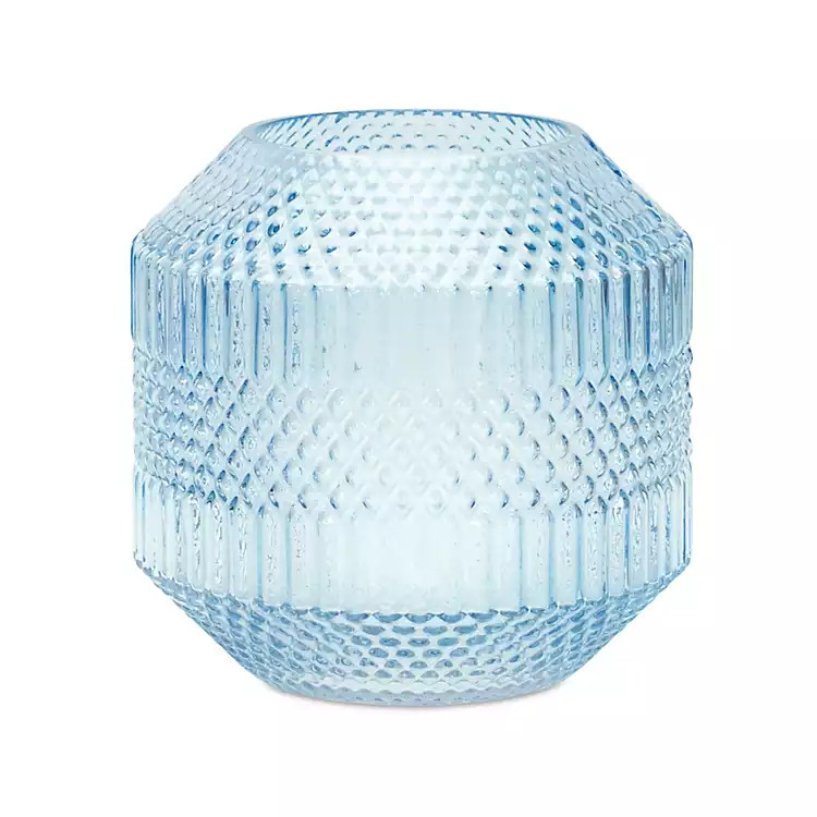 Light Blue Geometric Glass Vase, 8 in. | Kirkland's Home