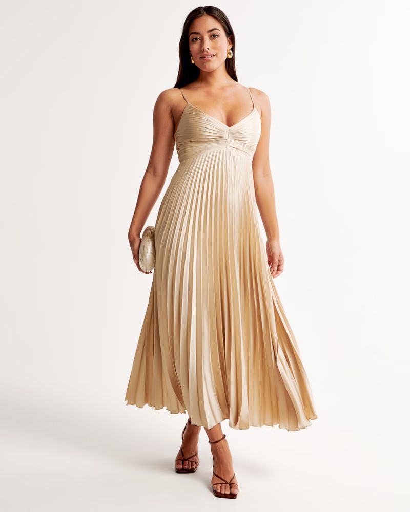 Women's Satin Pleated Maxi Dress | Women's Best Dressed Guest Collection | Abercrombie.com | Abercrombie & Fitch (US)