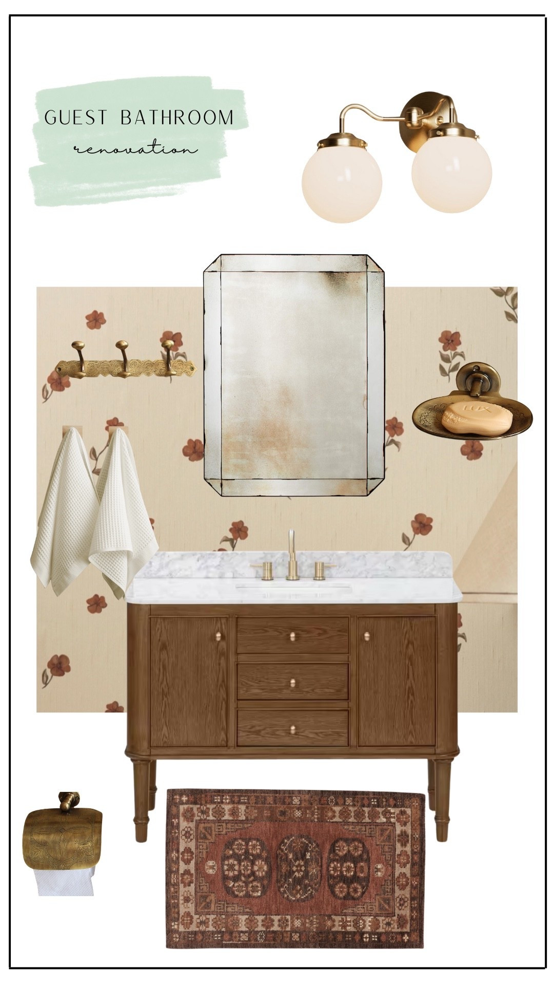 Dreaming up my guest bathroom remodel and I’m loving this stuff! I will probably get a vintage rug and thrift a vintage mirror, but these are good options if I can’t find what we want!

#LTKSaleAlert #LTKHome
