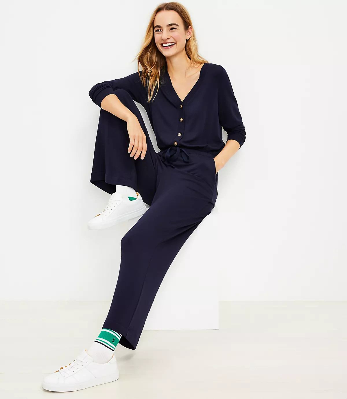 Lou & Grey Signaturesoft Henley Jumpsuit | LOFT