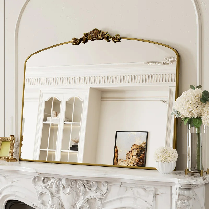 Amara Vintage Baroque Style Tempered Glass French Cleat Mounted Wall Mirror | Wayfair North America