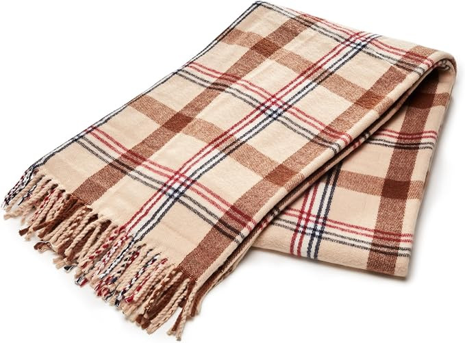 Arus Acrylic Highlands Collection Queen Size Tartan Plaid Design Throw Blanket Sahara, 60x80 inch | Amazon (US)