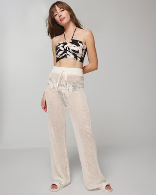 Cotton Crochet-Style Wide-Leg Pants | SOMA