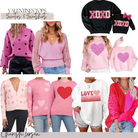Some cute Valentines tops - sweaters and sweatshirts for women. Also a couple Mommy and me tops. Some links from TJ Maxx, Etsy, and Amazon! Everything in pink and red, lots of hearts ❤️💖 Nothing over $40.

#LTKunder50 #LTKunder100 #LTKsalealert