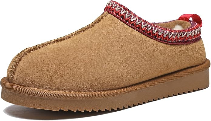 Women's Fuzzy Slippers Genuine Suede Leather Mini Boots Mens Fur Lining Winter Mules Cozy Warm Sh... | Amazon (US)