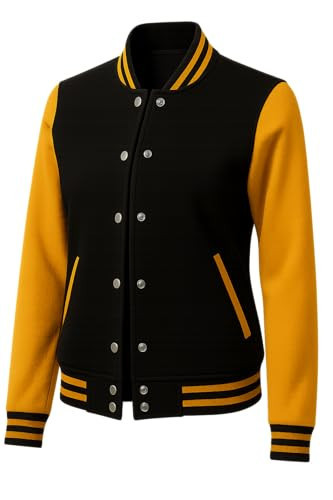 URBAN CREST Varsity Jacket Women-Letterman Jacket-Bomber Jackets for Women- Womens Black and Yellow Varsity Jacket-[40054083]- Medium | Amazon (US)