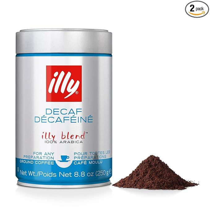 illy Decaffeinated Ground Espresso Coffee, Classic Medium Roast with Notes of Toasted Bread, 100%... | Amazon (US)