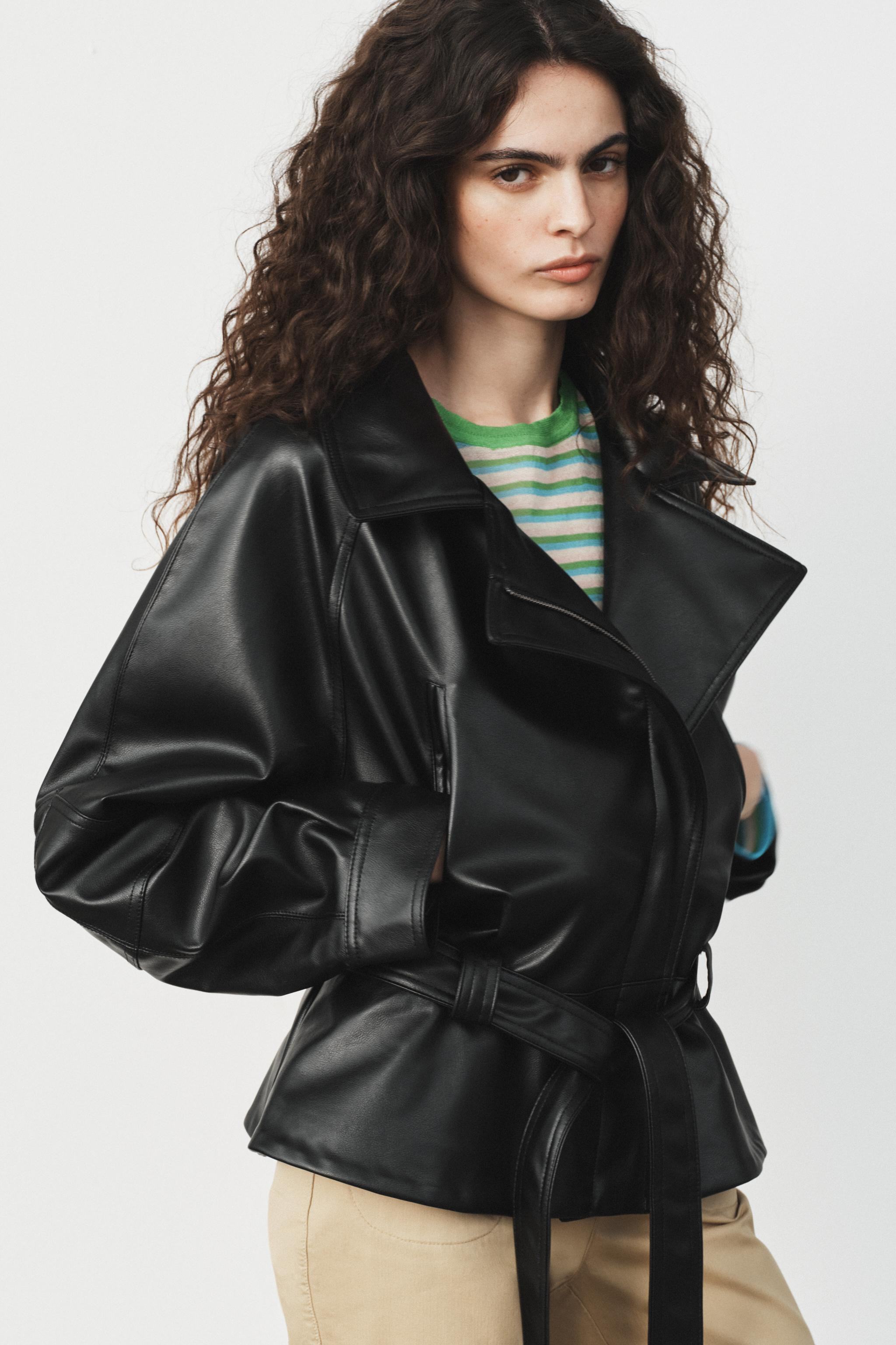 FAUX LEATHER JACKET WITH BELT | Zara US