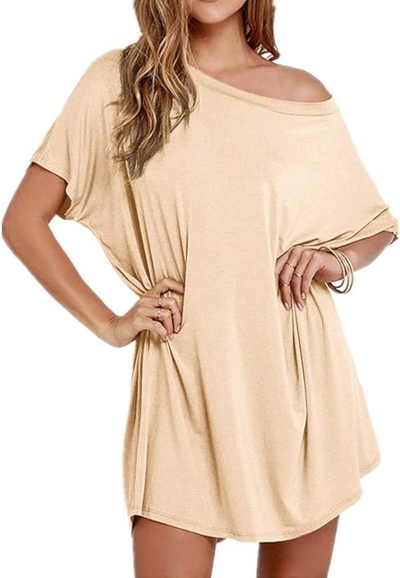 Women Loose T Shirts Home Short Shirt Mini Dresses Tops | Amazon (US)