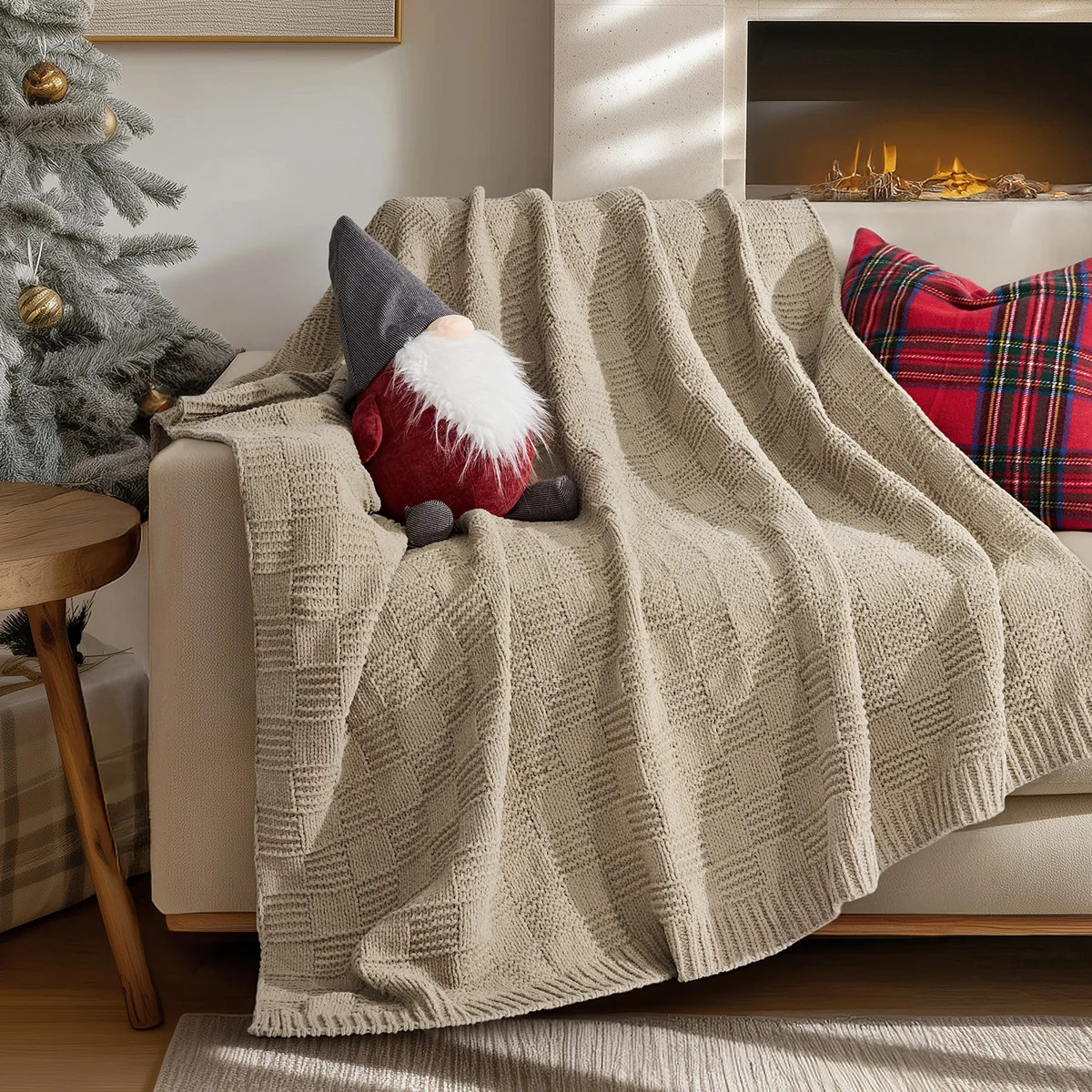 EVERGRACE Modern Checkered Chenille Throw Blanket, Soft Cozy Plaid Knitted Blanket For Sofa & Cou... | Wayfair North America