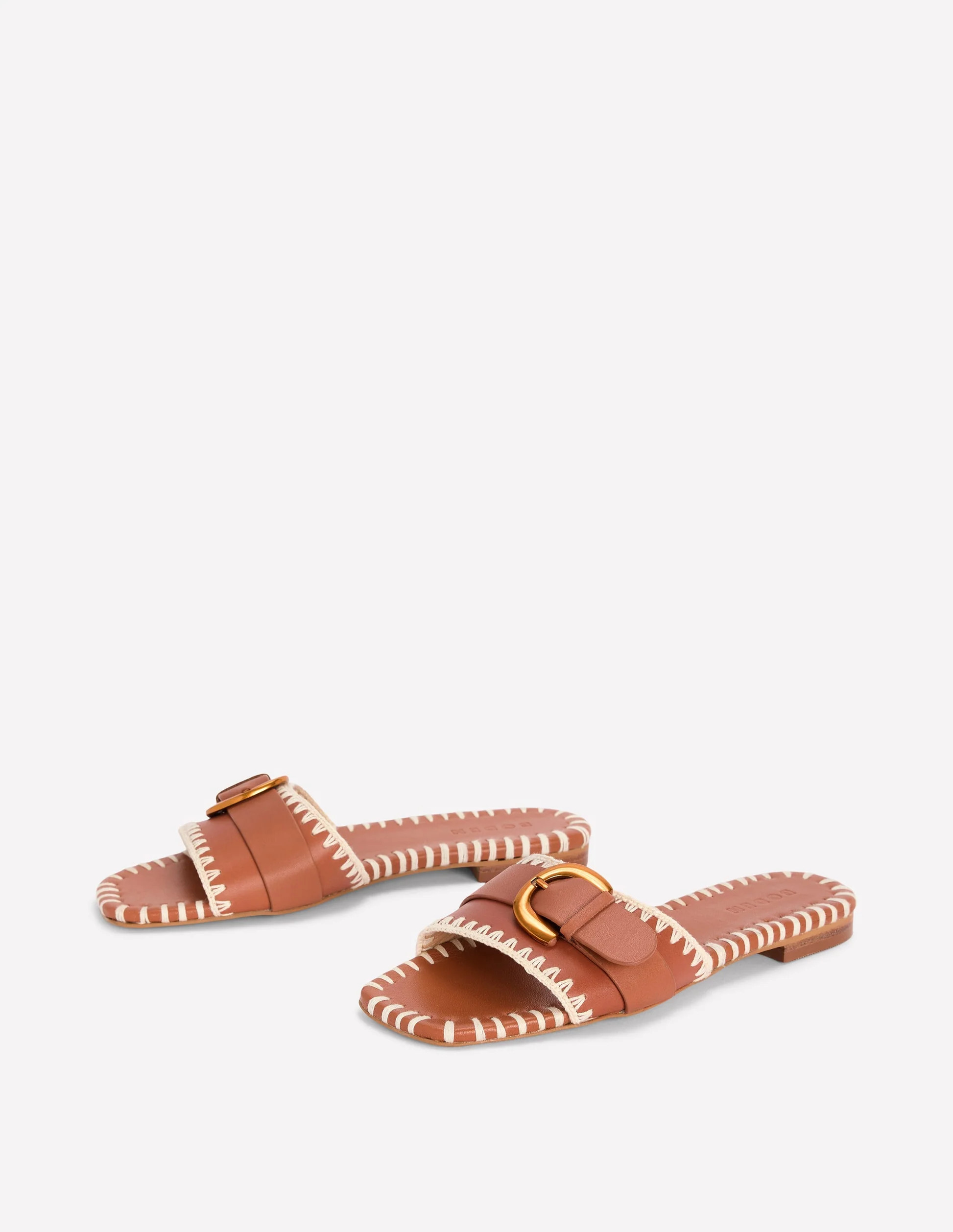 Trim Detail Flat Sandal-Tan | Boden (US)