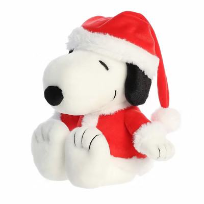 Aurora Medium Santa Snoopy Peanuts Festive Stuffed Animal White 12" | Target