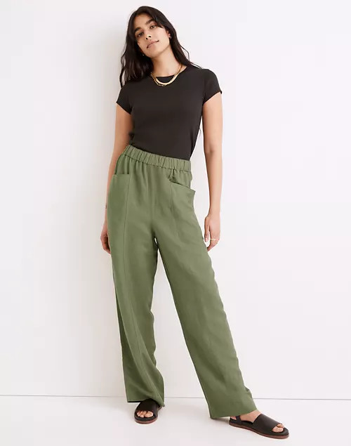 Linen-Blend Pull-On High-Rise Wide-Leg Pants | Madewell