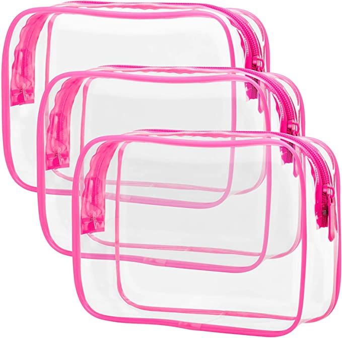 Clear Toiletry Bag, Packism 3 Pack TSA Approved Toiletry Bag Quart Size Bag, Travel Makeup Cosmet... | Amazon (US)
