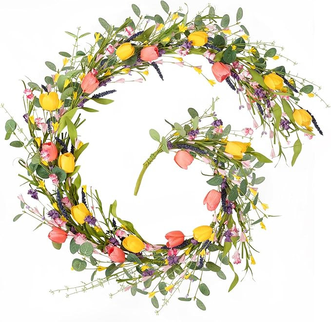 HOHOTIME 6FT Tulip Flower Garland with Eucalyptus, Artificial Spring Floral Vines for Mantle Wedd... | Amazon (US)