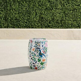 Flora Fauna Handpainted Accent Stool | Frontgate