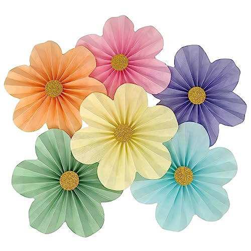 Mybbshower 12 inch Paper Flower for Wedding Fan Photo Backdrop Bridal Shower Birthday Party Decorations Pack of 6 (Pastel Party) | Amazon (US)