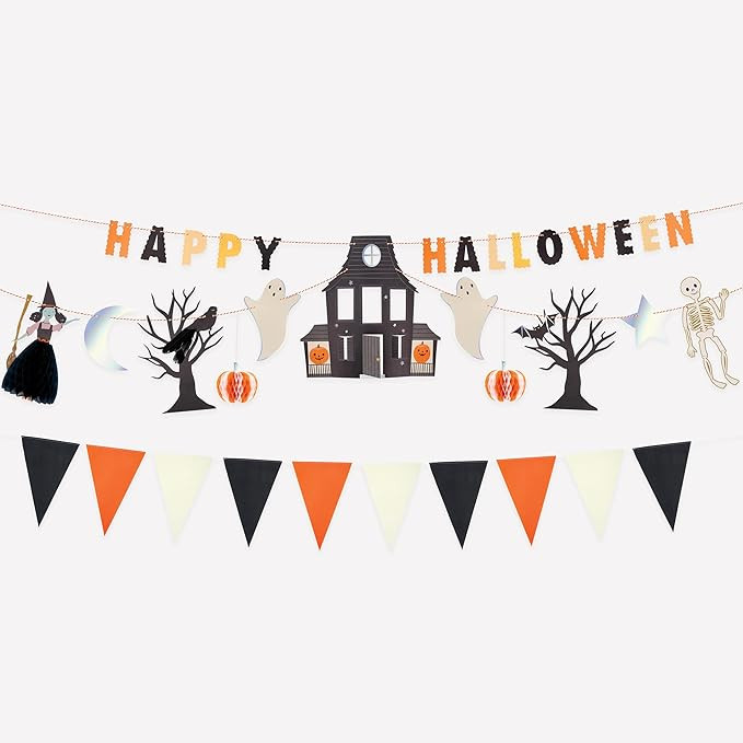 Meri Meri Halloween Garland Set (Pack of 1), 2 Strands, 12' Banner Including Excess Cord, Happy H... | Amazon (US)