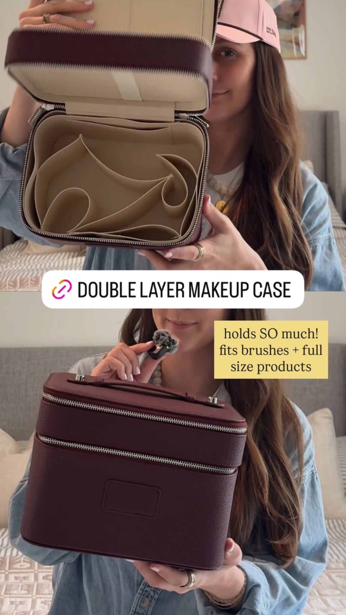 This double layer makeup case fits brushes and full size products!

#LTKgrwm #LTKBeauty
