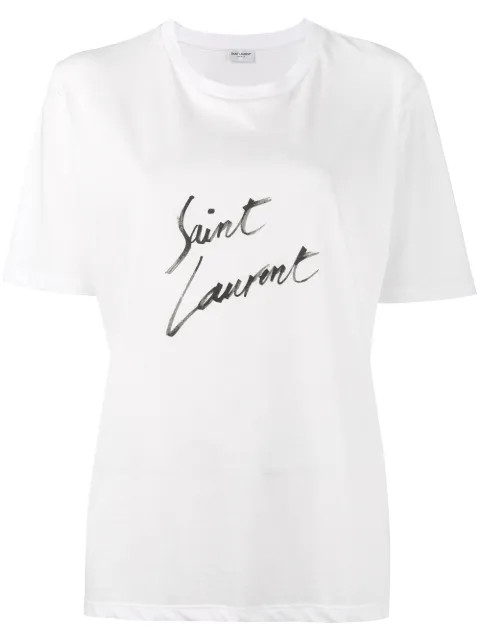 Saint Laurent Logo T-shirt - Farfetch | Farfetch (UK)