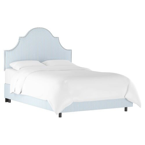 Hedren Arched Bed, Blue/White Ticking Stripe | One Kings Lane
