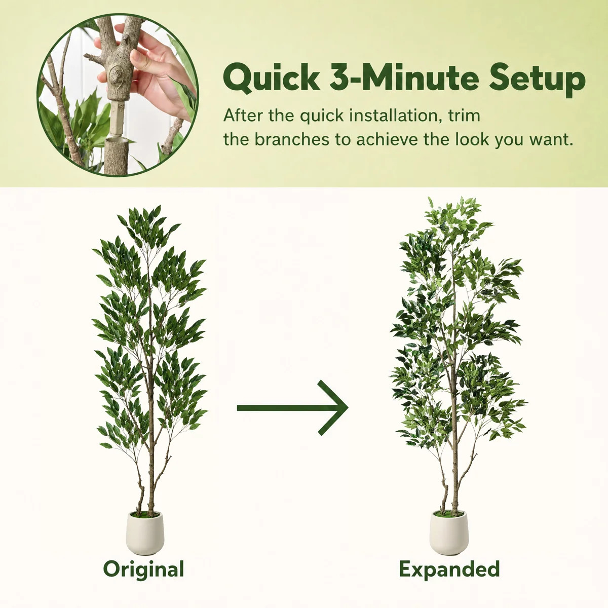 7Ft Artificial Ficus Tree With Lush Realistic Leaves, Tall Maintenance-Free Faux Ficus Tree In Wh... | Wayfair North America