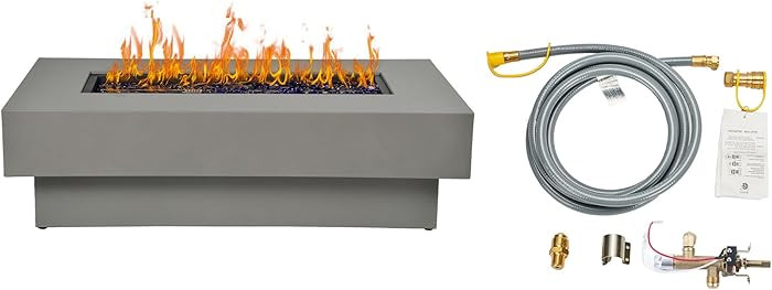 48-inch Fire Table with Natural Gas Conversion Kit, 50,000BTU Outdoor Modern Patio Fire Pit Table... | Amazon (US)