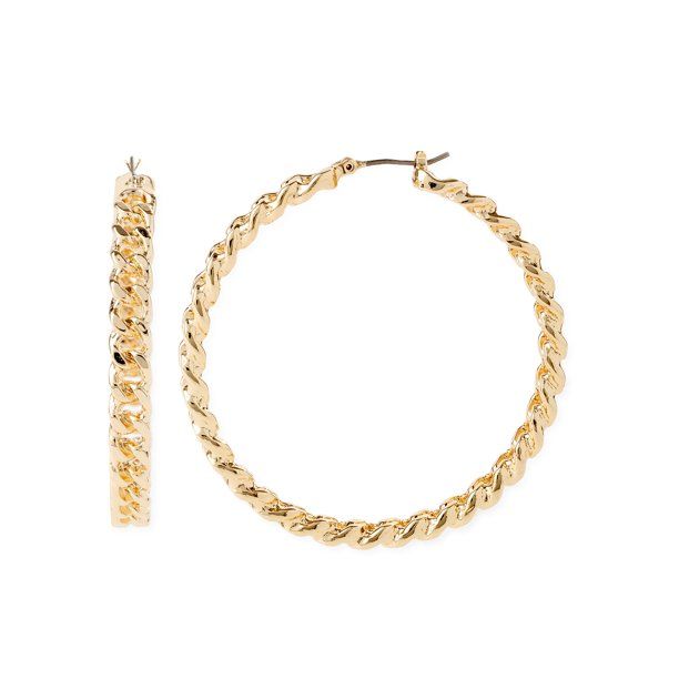 Sofia Jewelry by Sofia Vergara Women's Gold-Tone Chain Hoop Earrings | Walmart (US)