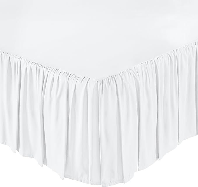 AmazonBasics Ruffled Bed Skirt, 16 Inch Skirt Length, Twin, Bright White | Amazon (US)