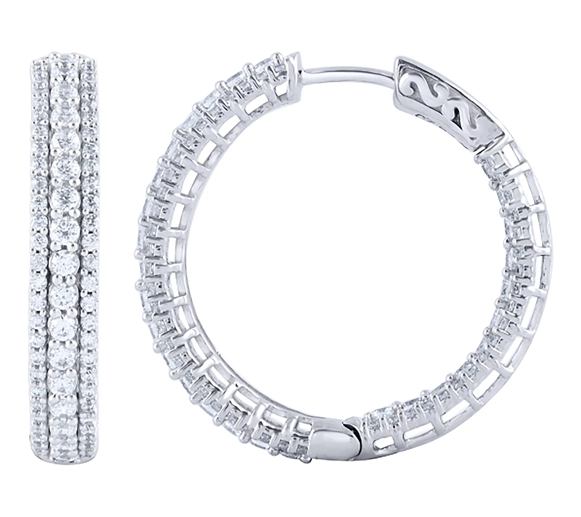 Affinity Diamond 2.00 cttw Hoop Earrings, 14K W ite Gold | QVC