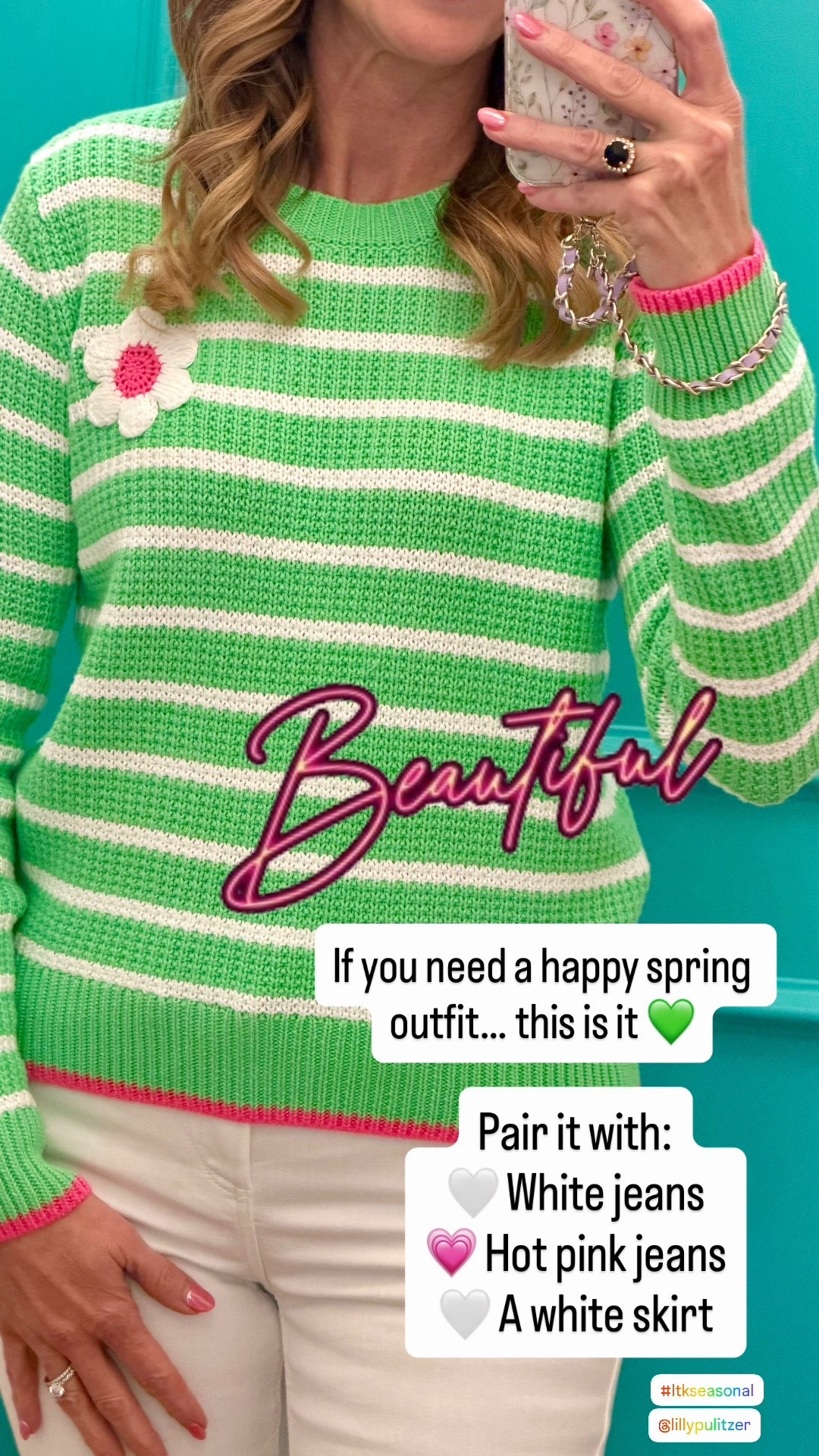 Spring Sweater 

Spring sweater must-have 💚

This green and white striped sweater is the perfect bright piece for spring. It pairs beautifully with white jeans, hot pink denim, or a white skirt for Easter and spring events.

Linking outfit options and coordinating jewelry to complete the look.

green striped sweater
spring sweater outfit
preppy spring style
spring sweater
Lilly Pulitzer 
Easter outfit idea
white jeans outfit
colorful spring outfit
spring wardrobe refresh
striped sweater women

#LTKspring
#SpringOutfitIdeas
#PreppyStyle
#StripedSweater
#EasterOutfit
#ColorfulStyle
#SpringWardrobe
#WhiteJeansOutfit




#LTKWorkwear #LTKOver40 #LTKSeasonal