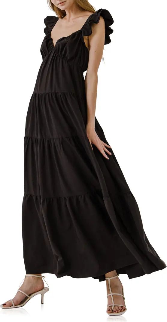 Ruffle Sleeve Maxi Dress | Nordstrom