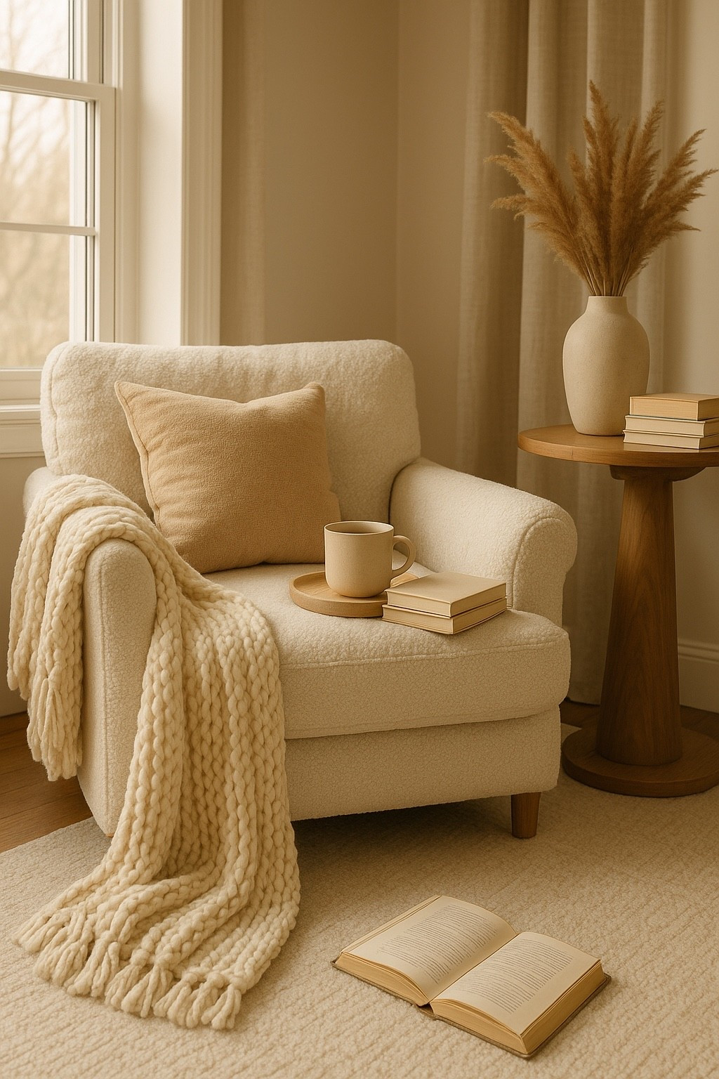 Transform your home into a warm, cozy escape ✨
This neutral reading nook is all about soft textures, calming tones and everyday comfort — the perfect spot to relax with a book and a cup of tea.

Linked all my favorite cozy home pieces: the boucle armchair, chunky knit throw, fluffy pillow, side table and decor accents. Everything in soft beige tones to match a minimalist cozy aesthetic 🤍
#cozyhome #neutraldecor #readingnook #cozyliving #aestheticroom #homedesignideas #interiorinspo #bohobedroom #cozycorner #minimalistdecor #neutralhomeaesthetic #cozyvibes #homedecorinspiration #bouclechair #chunkyknitblanket