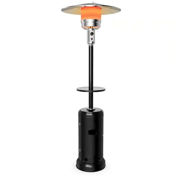 High-Power 48,000 BTU Outdoor Propane Heater with Table and Wheels-Black - 32" x 32" x 87"(L x W ... | Bed Bath & Beyond