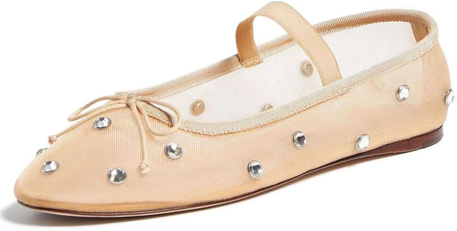 AMINUGAL Raffia Ballet Flats Shoes for Women Mesh Mary Jane Flats Bows Round Toe Ballerina Flats ... | Amazon (US)