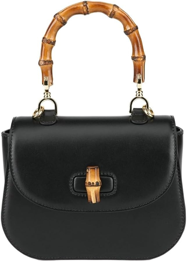 High-end Hand Bag Genuine Leather Women's Bag Bamboo Handle Shoulder Crossbody Bag Tofu Bag | Amazon (US)