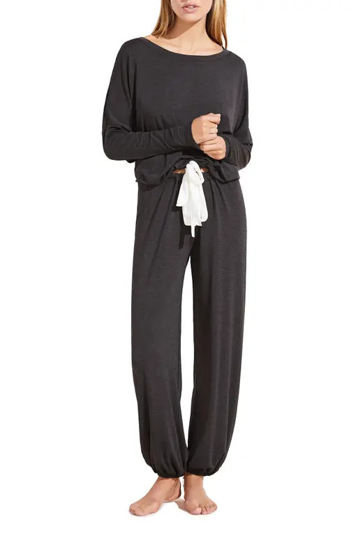 Eberjey Gisele Jersey Knit Slouchy Pajamas in Graphite/Ivory at Nordstrom, Size X-Small | Nordstrom