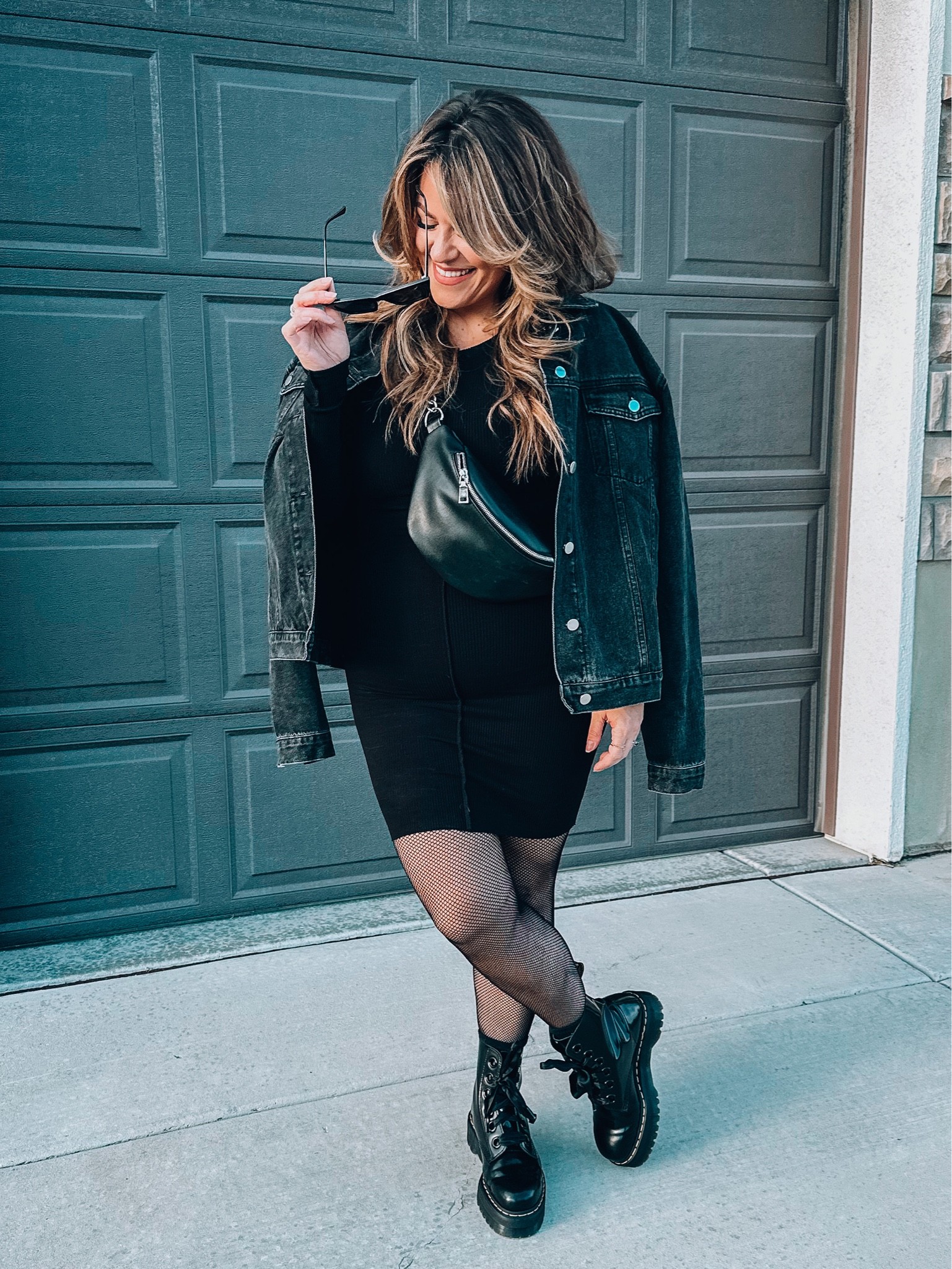 Midsize concert outfit 
Size 14 edgy fall style 
•Body con dress holds you in! Xl it feels snug to get in but once it’s on wow! 
•Fishnet curvy tights wearing size D
•Doc Marten platform combat boots tts 
(They are super comfy no need to break in.) 
•Amazon crossbody bag 
•Fringe detail boyfriend black denim jacket size Large (CODE: 20TARYN saves you $) 


#LTKcurves #LTKsalealert #LTKSeasonal