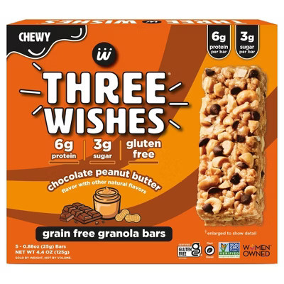 Three Wishes Peanut Butter Granola Bars - 4.4oz/5ct | Target