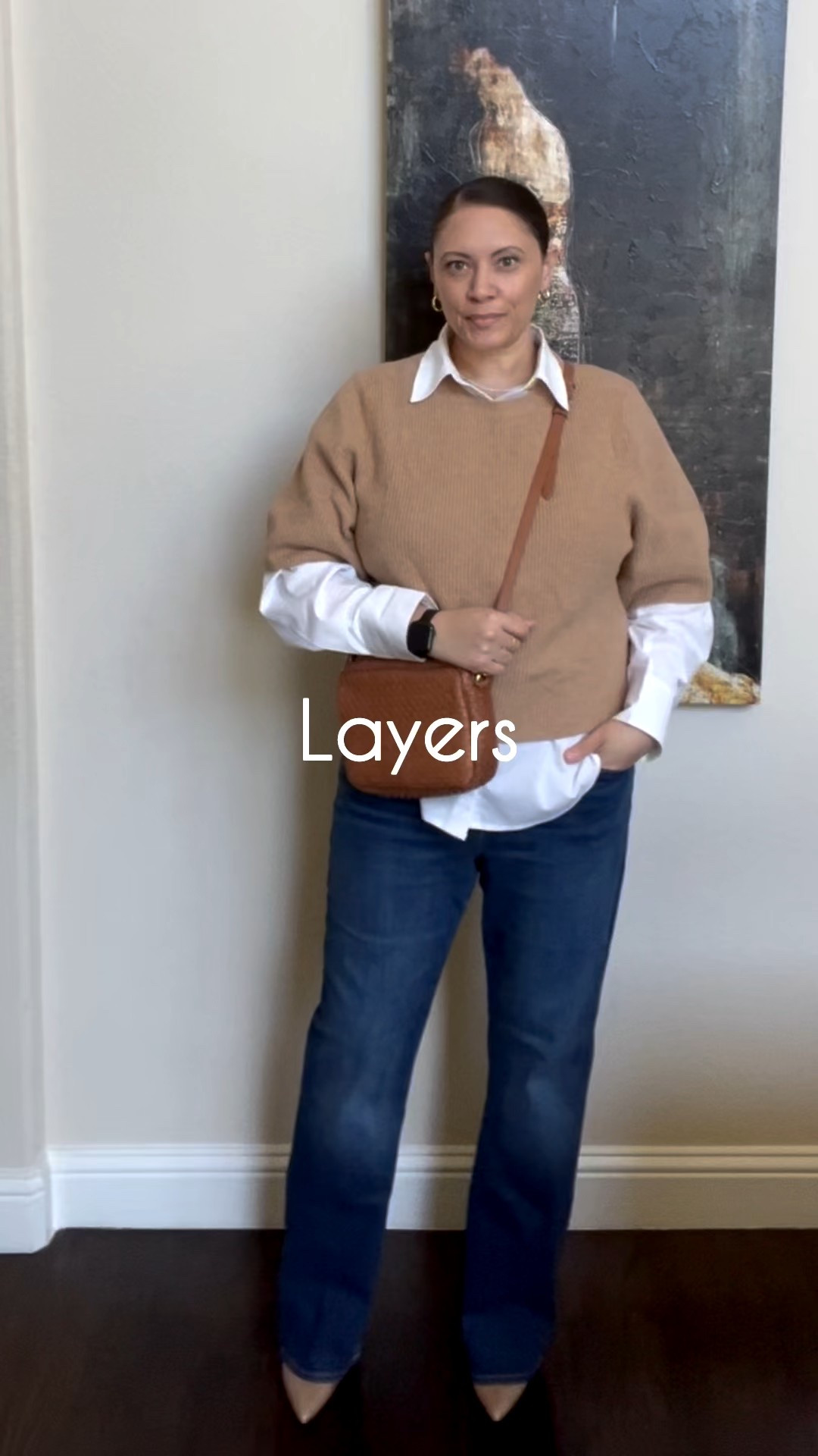 I love a crisp white shirt layered under a sweater.

Jeans are Gap Mid Rise Baby Boot

#LTKMidsize #LTKFindsUnder100 #LTKootd